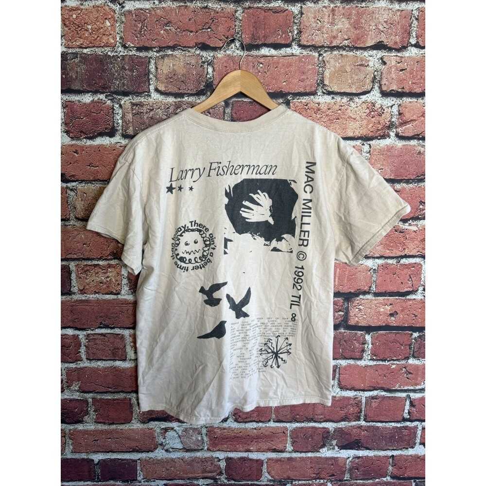 Mac Miller T Shirt Mens Large Beige Larry Fisherman 1992 Til Infinity Graphic